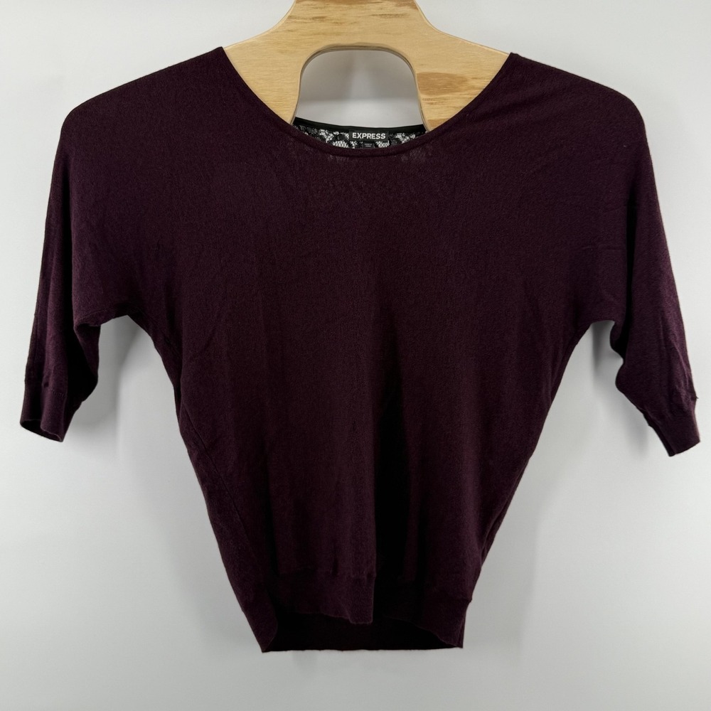 Express Sweater Womens Small Purple Lace Back Pullover Knit Lightweight New S/P